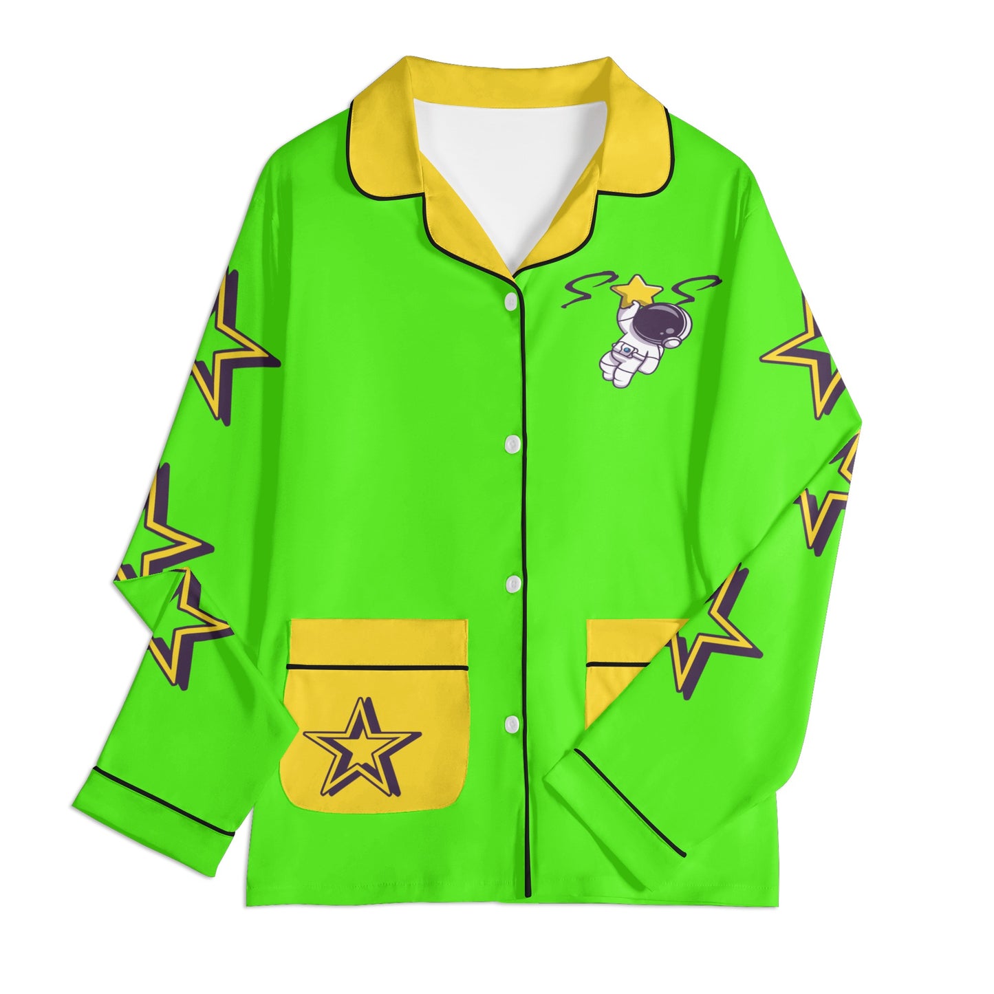 Space Man 23 Children GooGreen/Gold Long Sleeve Nightwear Pajama Set