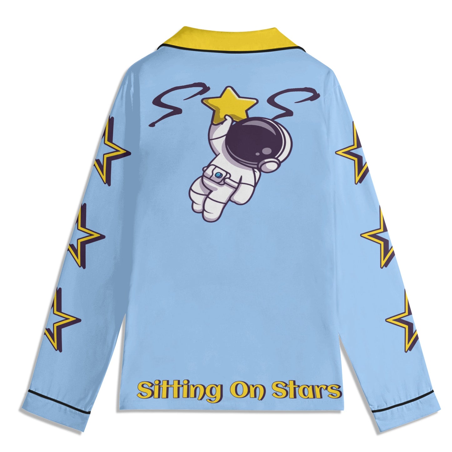 Space Man 23 Children SkyBlue/Gold Long Sleeve Nightwear Pajama Set