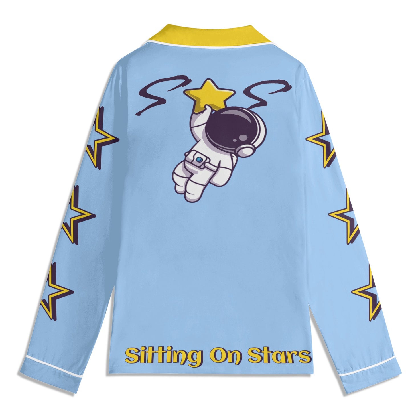 Space Man 23 Children SkyBlue/Gold Long Sleeve Nightwear Pajama Set