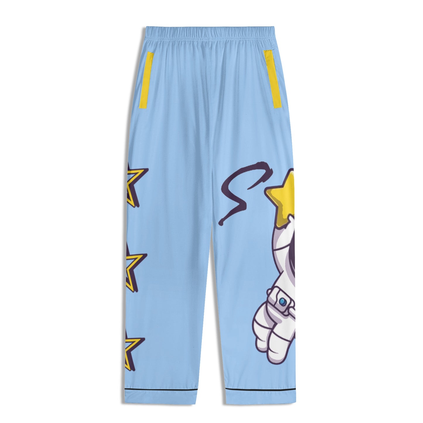 Space Man 23 Children SkyBlue/Gold Long Sleeve Nightwear Pajama Set