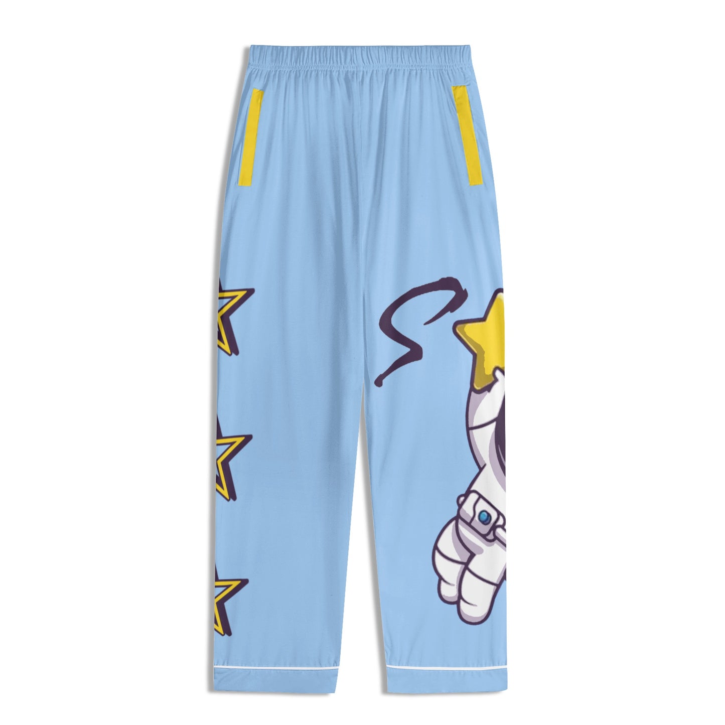 Space Man 23 Children SkyBlue/Gold Long Sleeve Nightwear Pajama Set