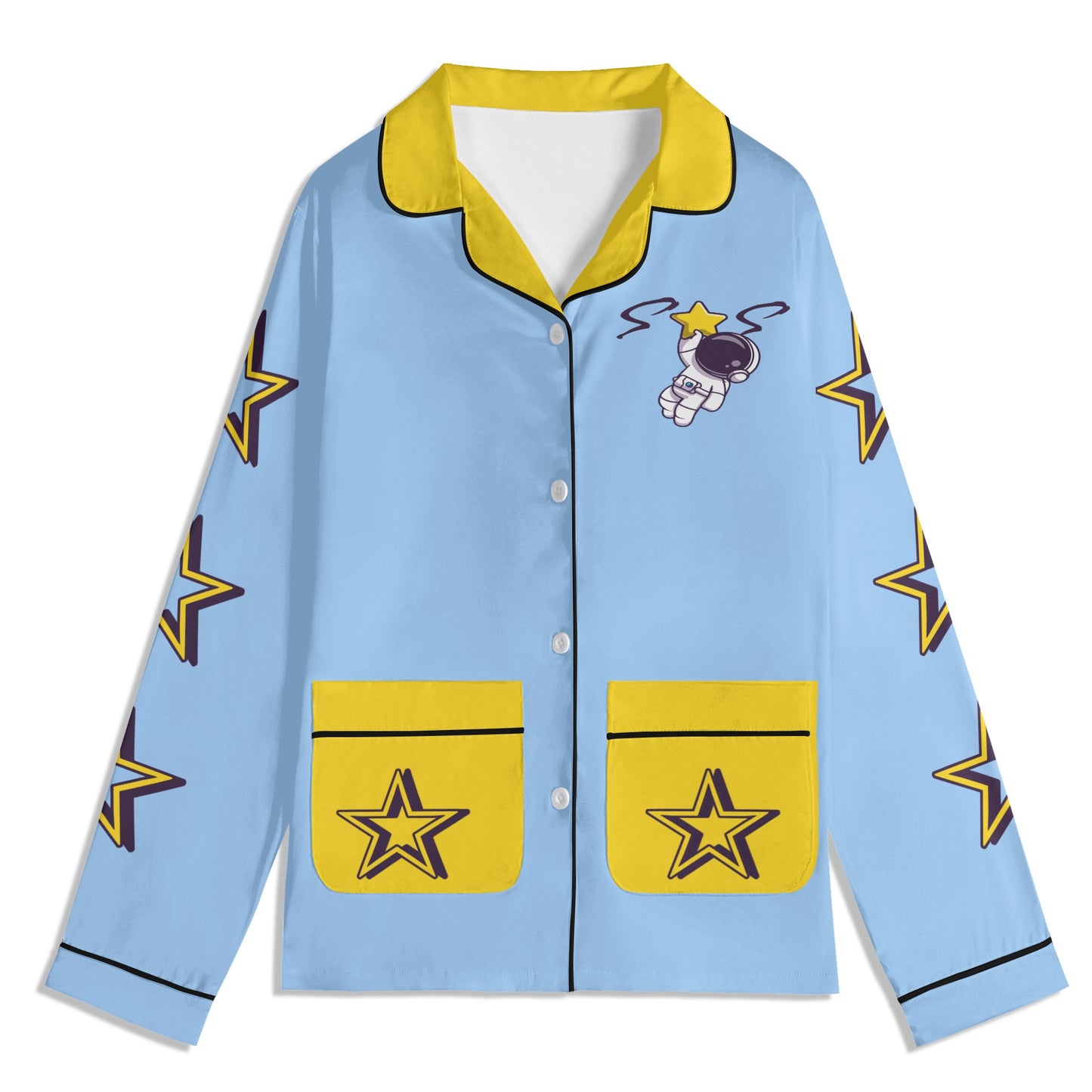 Space Man 23 Children SkyBlue/Gold Long Sleeve Nightwear Pajama Set