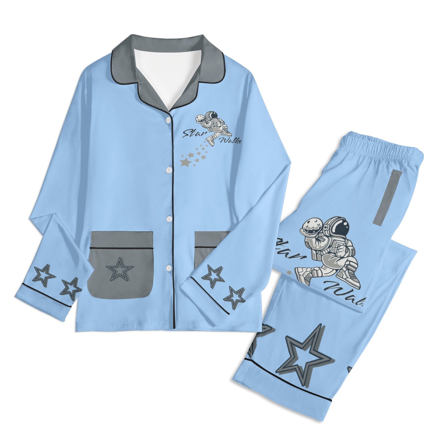 Star Walker 1.0 Children SkyBlue/Grey Long Sleeve Nightwear Pajama Set