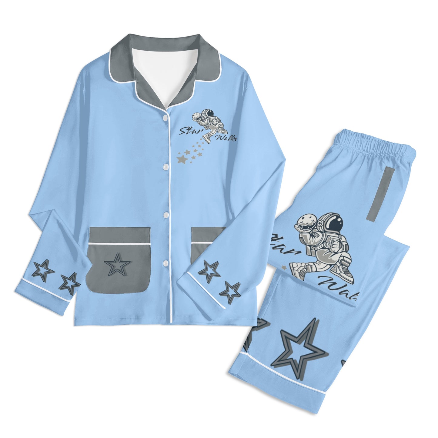 Star Walker 1.0 Children SkyBlue/Grey Long Sleeve Nightwear Pajama Set