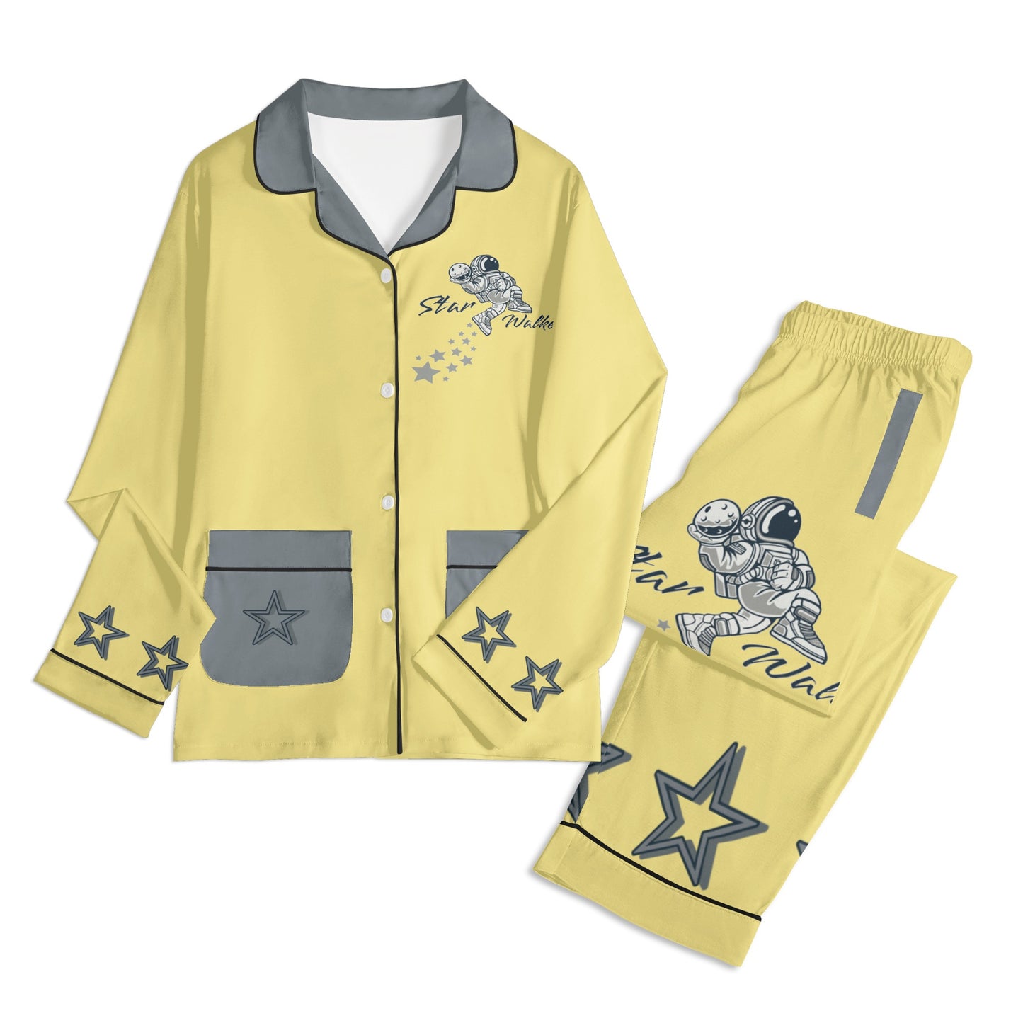 Star Walker 1.0 Children Tan/Grey Long Sleeve Nightwear Pajama Set