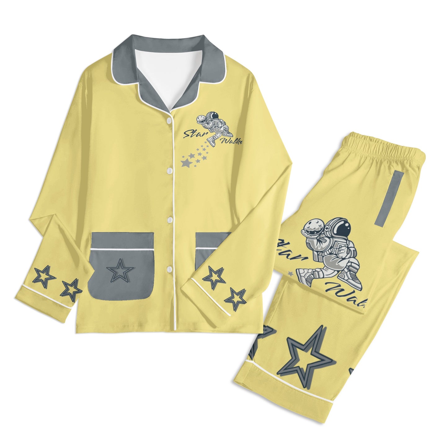 Star Walker 1.0 Children Tan/Grey Long Sleeve Nightwear Pajama Set