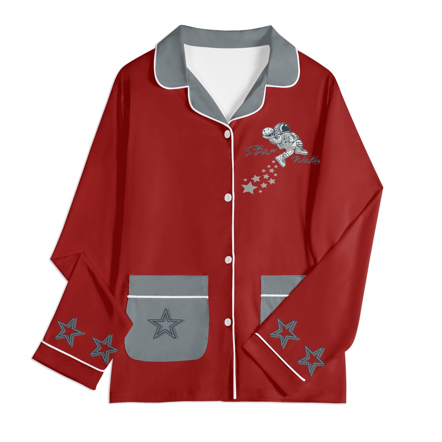 Star Walker 1.0 Children Maroon/Grey Long Sleeve Nightwear Pajama Set