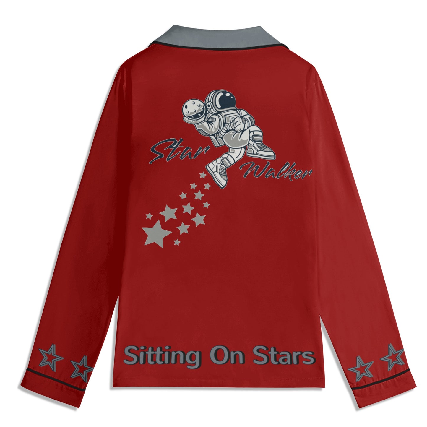 Star Walker 1.0 Children Maroon/Grey Long Sleeve Nightwear Pajama Set