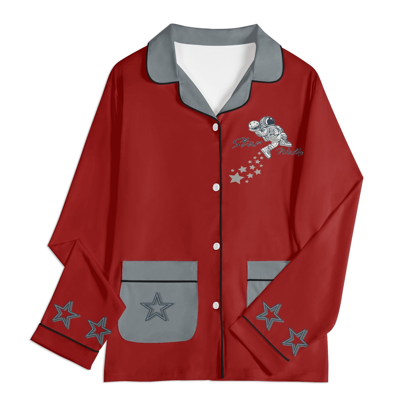 Star Walker 1.0 Children Maroon/Grey Long Sleeve Nightwear Pajama Set