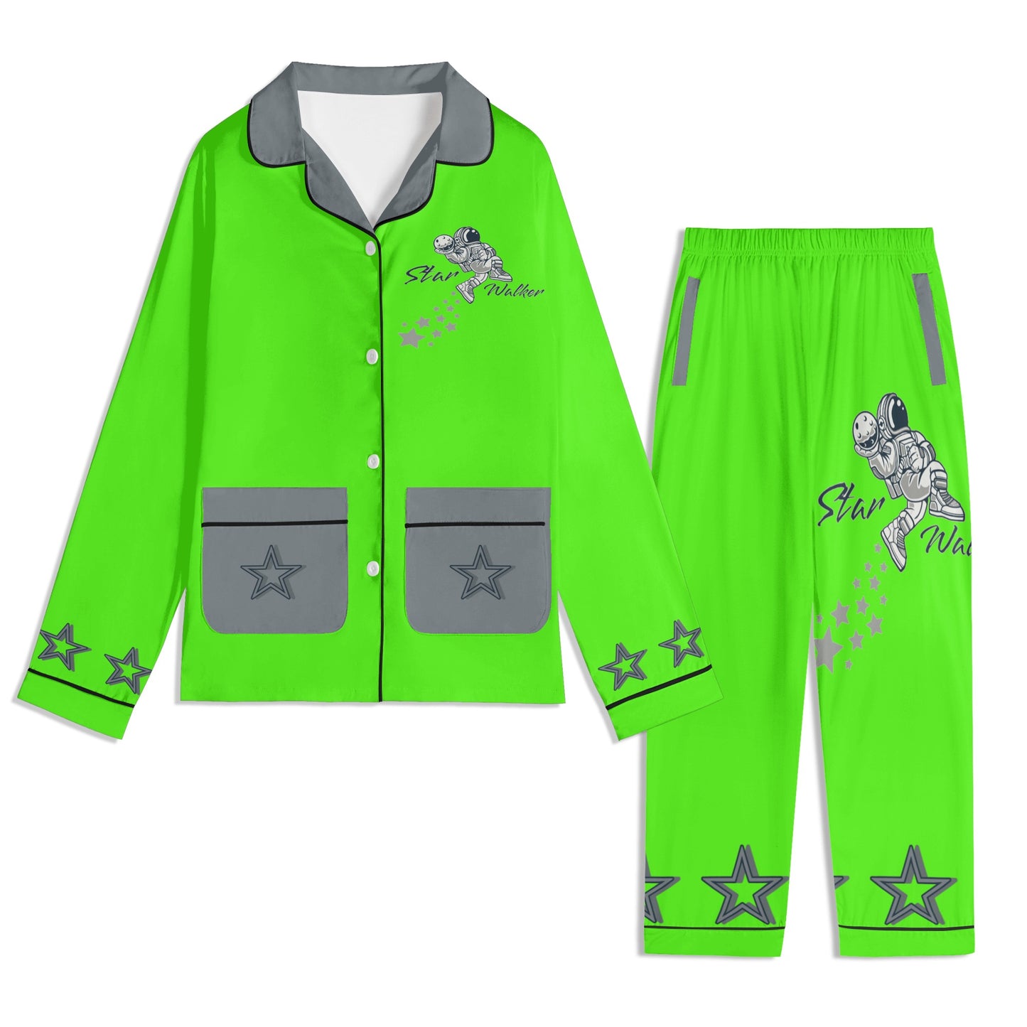 Star Walker 1.0 Children GooGreen/Grey Long Sleeve Nightwear Pajama Set