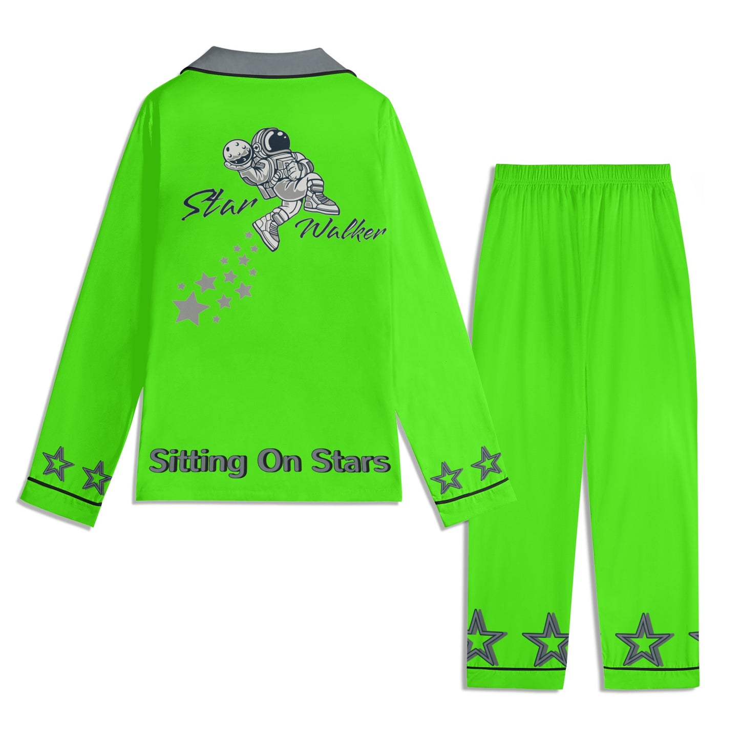 Star Walker 1.0 Children GooGreen/Grey Long Sleeve Nightwear Pajama Set