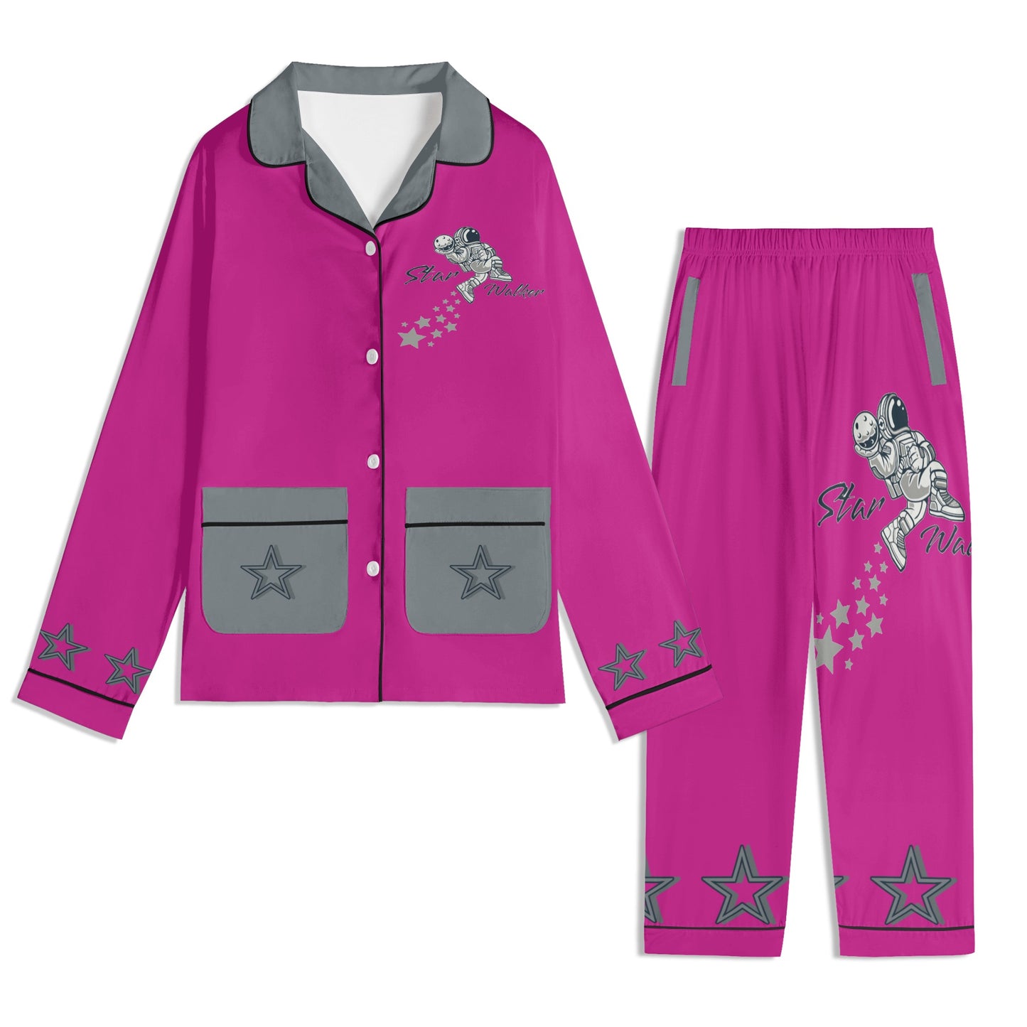 Star Walker 1.0 Children Purple/Grey Long Sleeve Nightwear Pajama Set