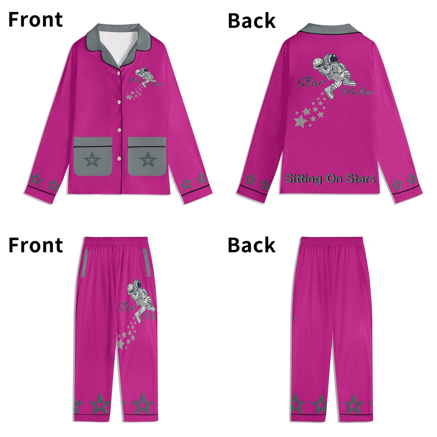 Star Walker 1.0 Children Purple/Grey Long Sleeve Nightwear Pajama Set