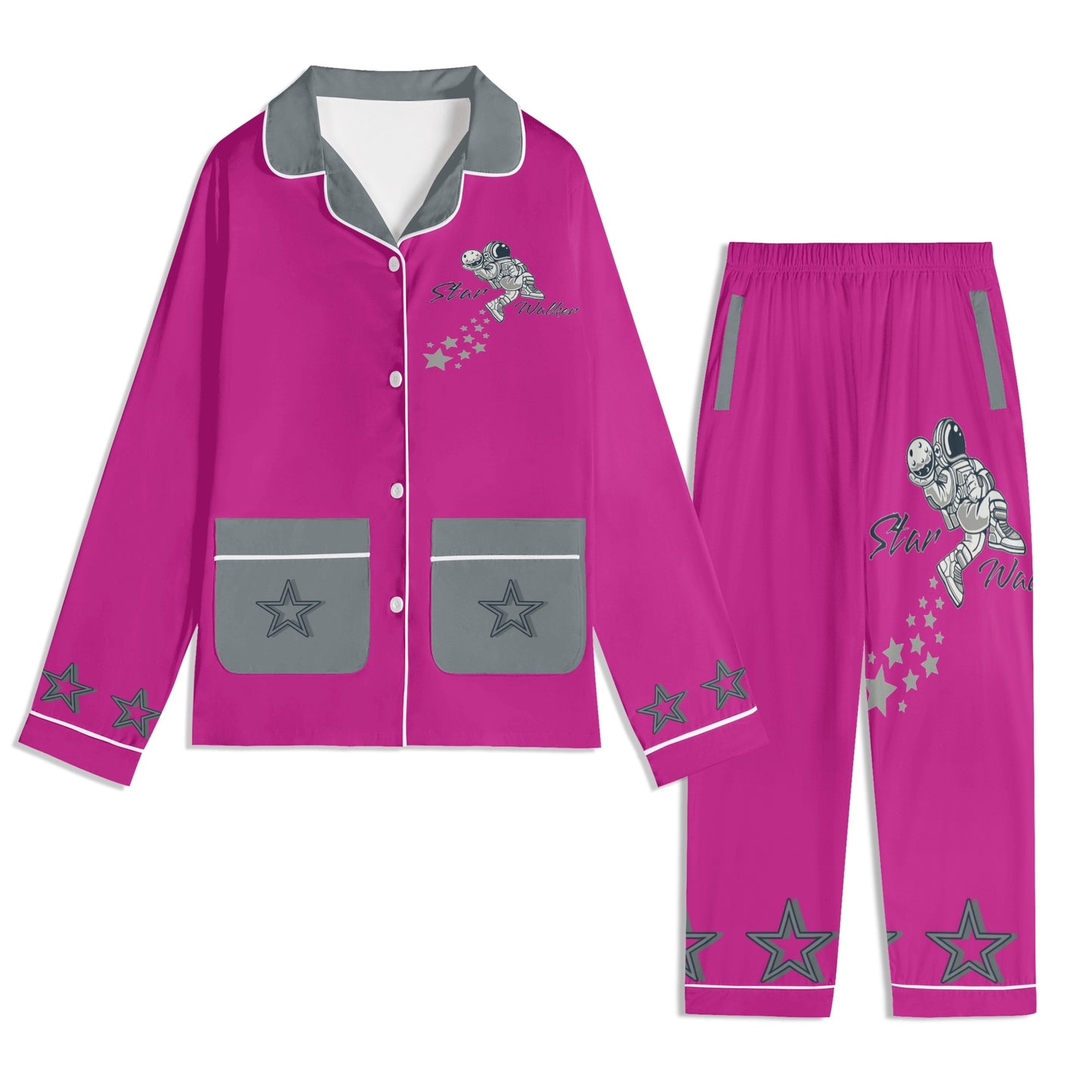 Star Walker 1.0 Children Purple/Grey Long Sleeve Nightwear Pajama Set