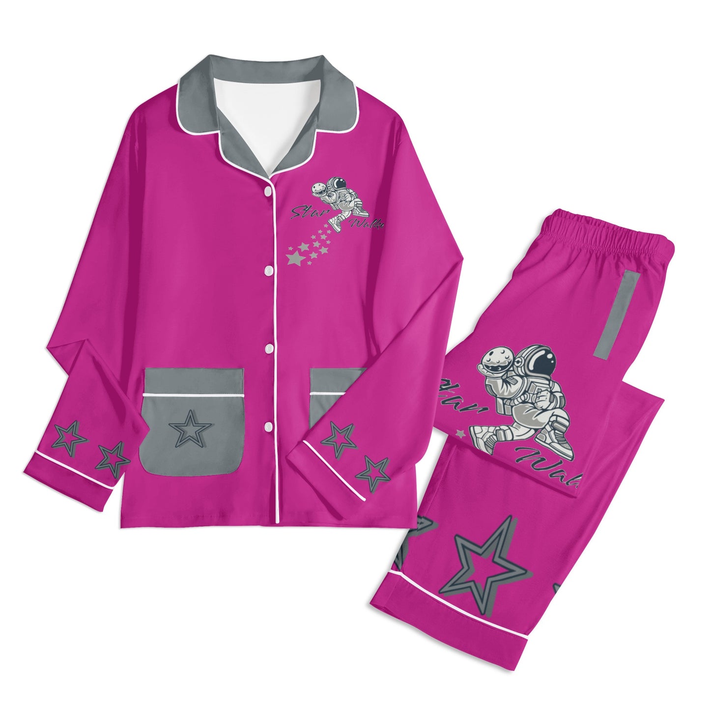 Star Walker 1.0 Children Purple/Grey Long Sleeve Nightwear Pajama Set