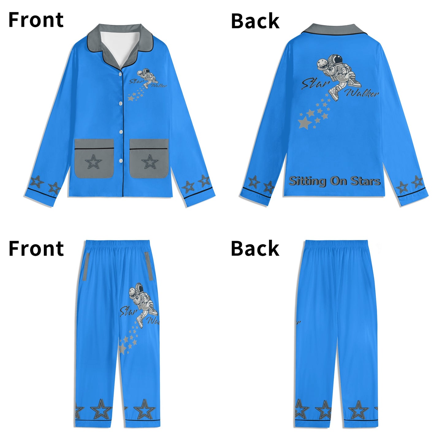 Star Walker 1.0 Children Blue/Grey Long Sleeve Nightwear Pajama Set