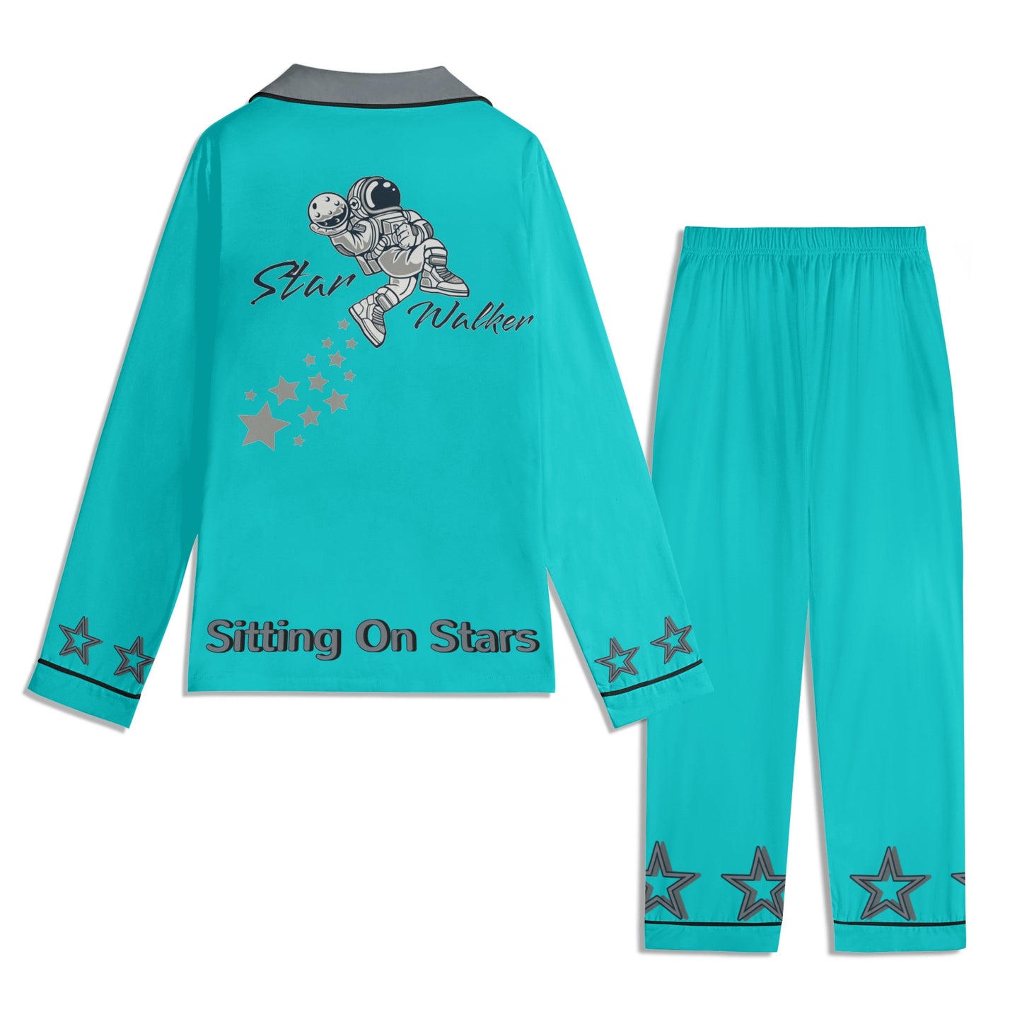 Star Walker 1.0 Children Turquoise/Grey Long Sleeve Nightwear Pajama Set