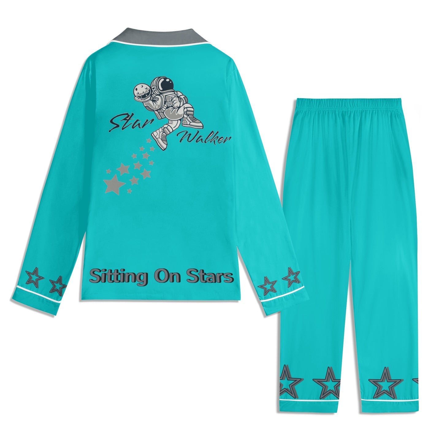 Star Walker 1.0 Children Turquoise/Grey Long Sleeve Nightwear Pajama Set