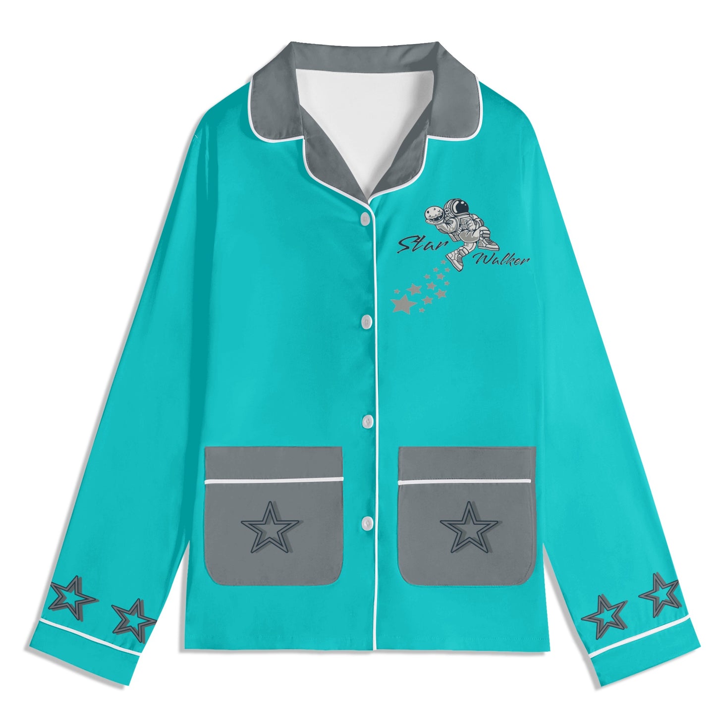 Star Walker 1.0 Children Turquoise/Grey Long Sleeve Nightwear Pajama Set