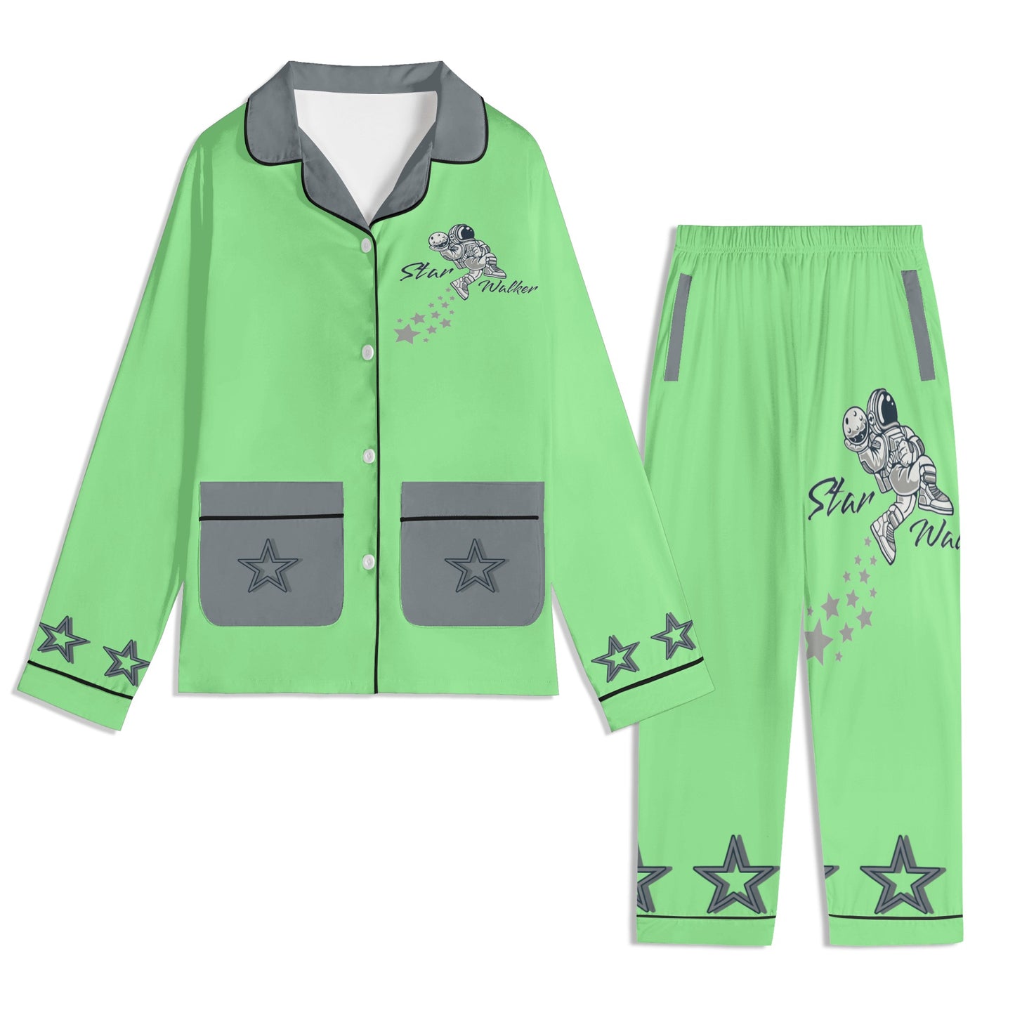 Star Walker 1.0 Children MintGreen/Grey Long Sleeve Nightwear Pajama Set