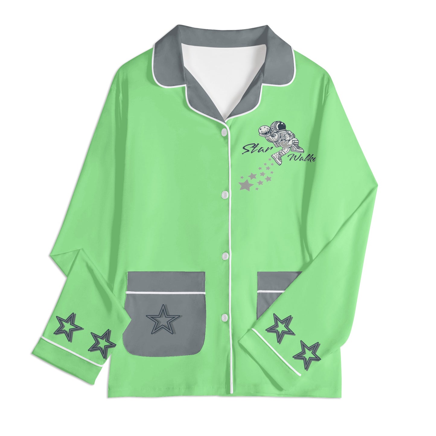 Star Walker 1.0 Children MintGreen/Grey Long Sleeve Nightwear Pajama Set