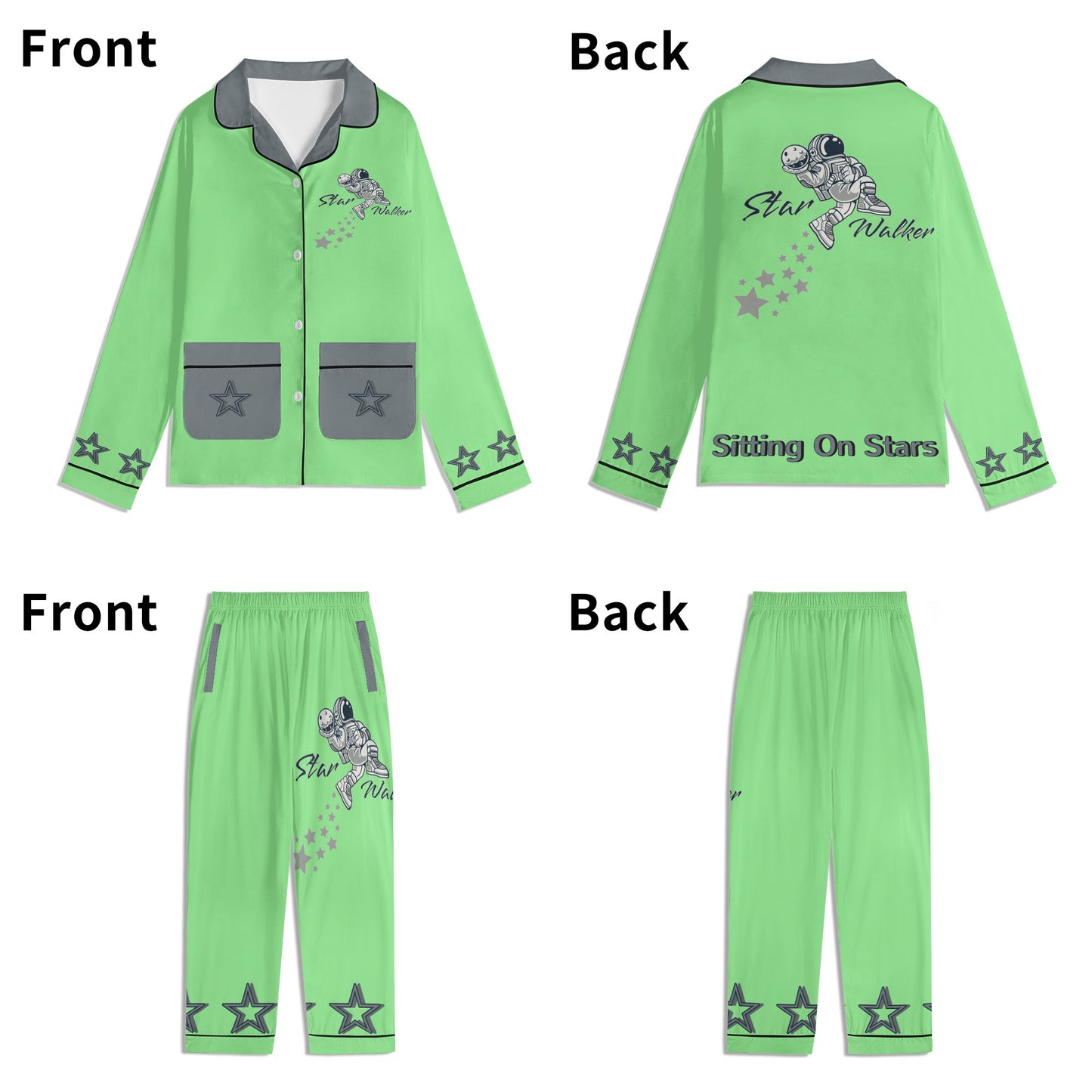 Star Walker 1.0 Children MintGreen/Grey Long Sleeve Nightwear Pajama Set