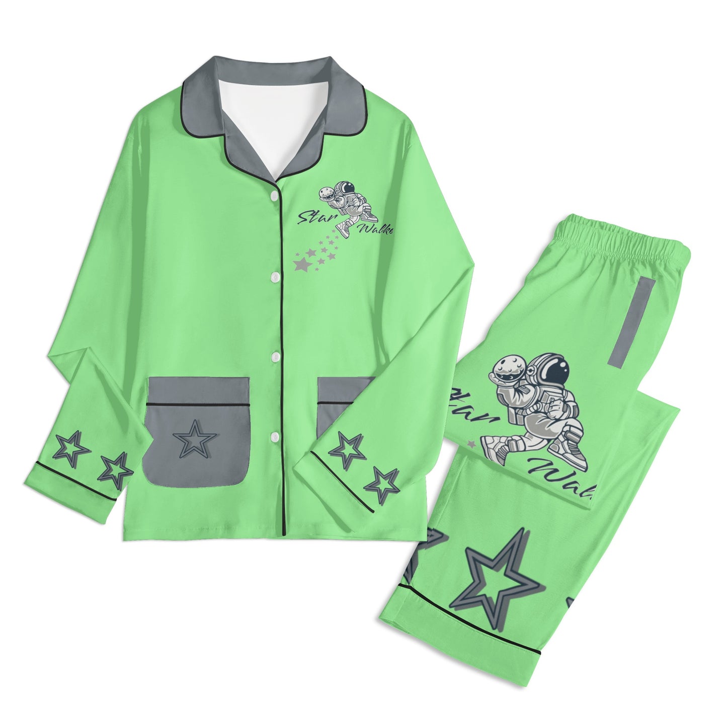 Star Walker 1.0 Children MintGreen/Grey Long Sleeve Nightwear Pajama Set