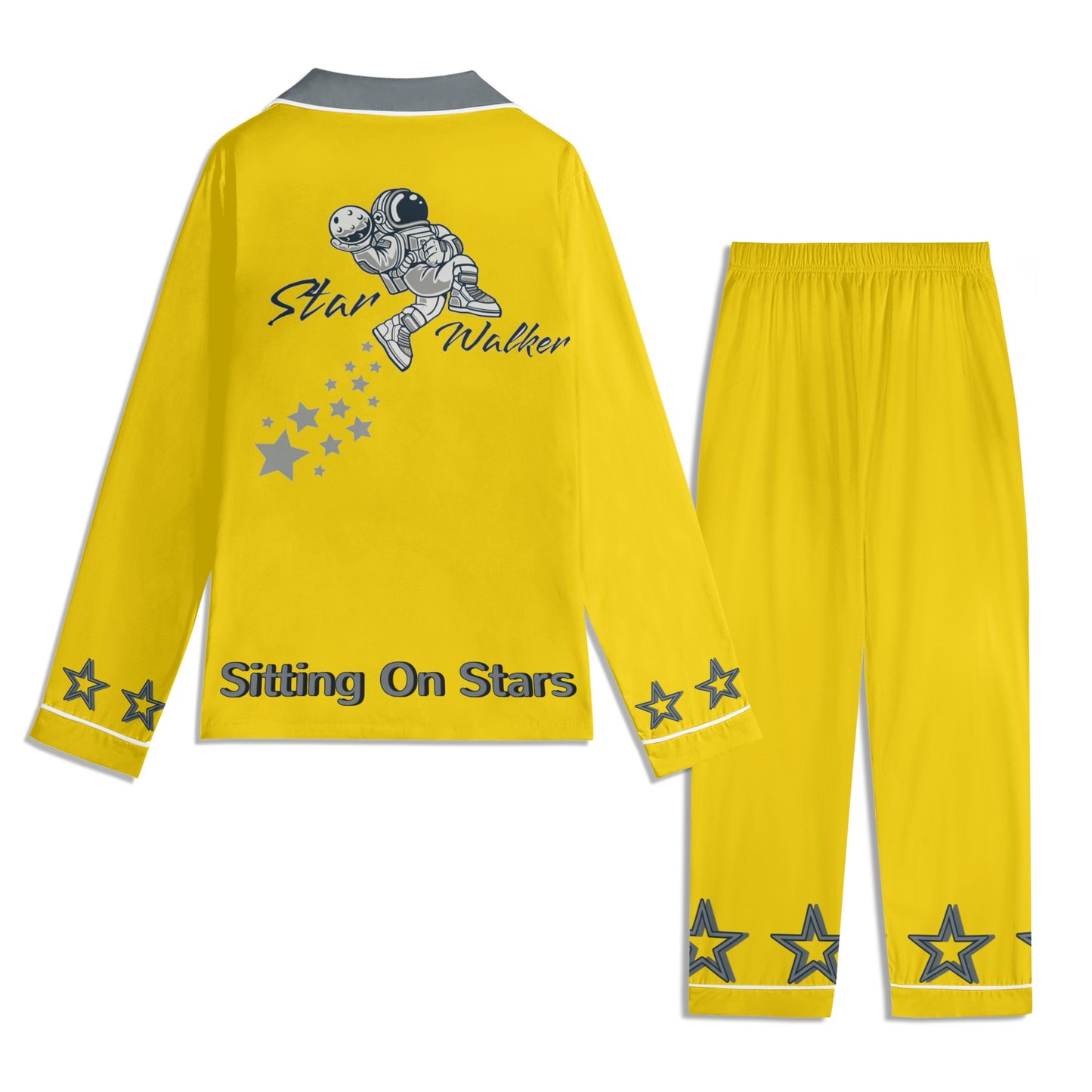 Star Walker 1.0 Children Gold/Grey Long Sleeve Nightwear Pajama Set