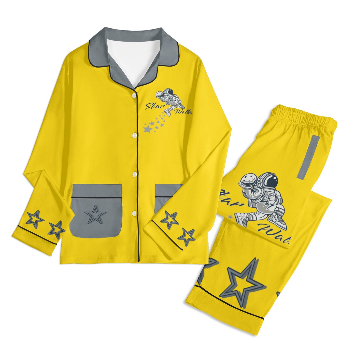 Star Walker 1.0 Children Gold/Grey Long Sleeve Nightwear Pajama Set