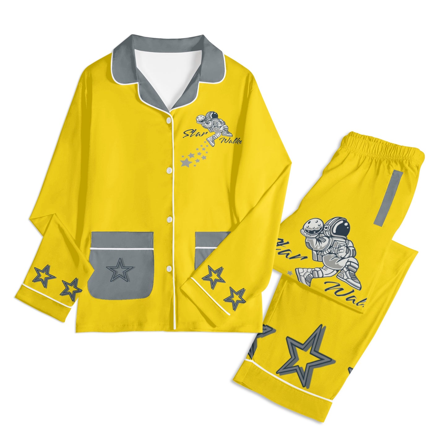 Star Walker 1.0 Children Gold/Grey Long Sleeve Nightwear Pajama Set