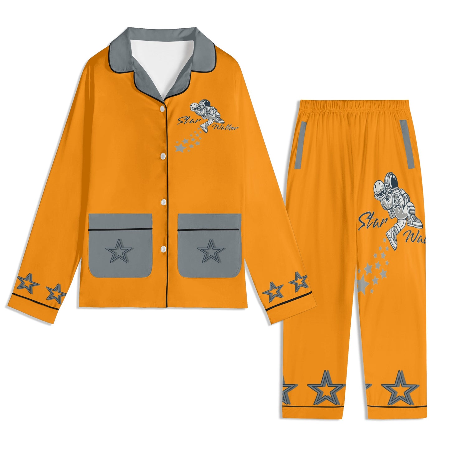 Star Walker 1.0 Children Orange/Grey Long Sleeve Nightwear Pajama Set