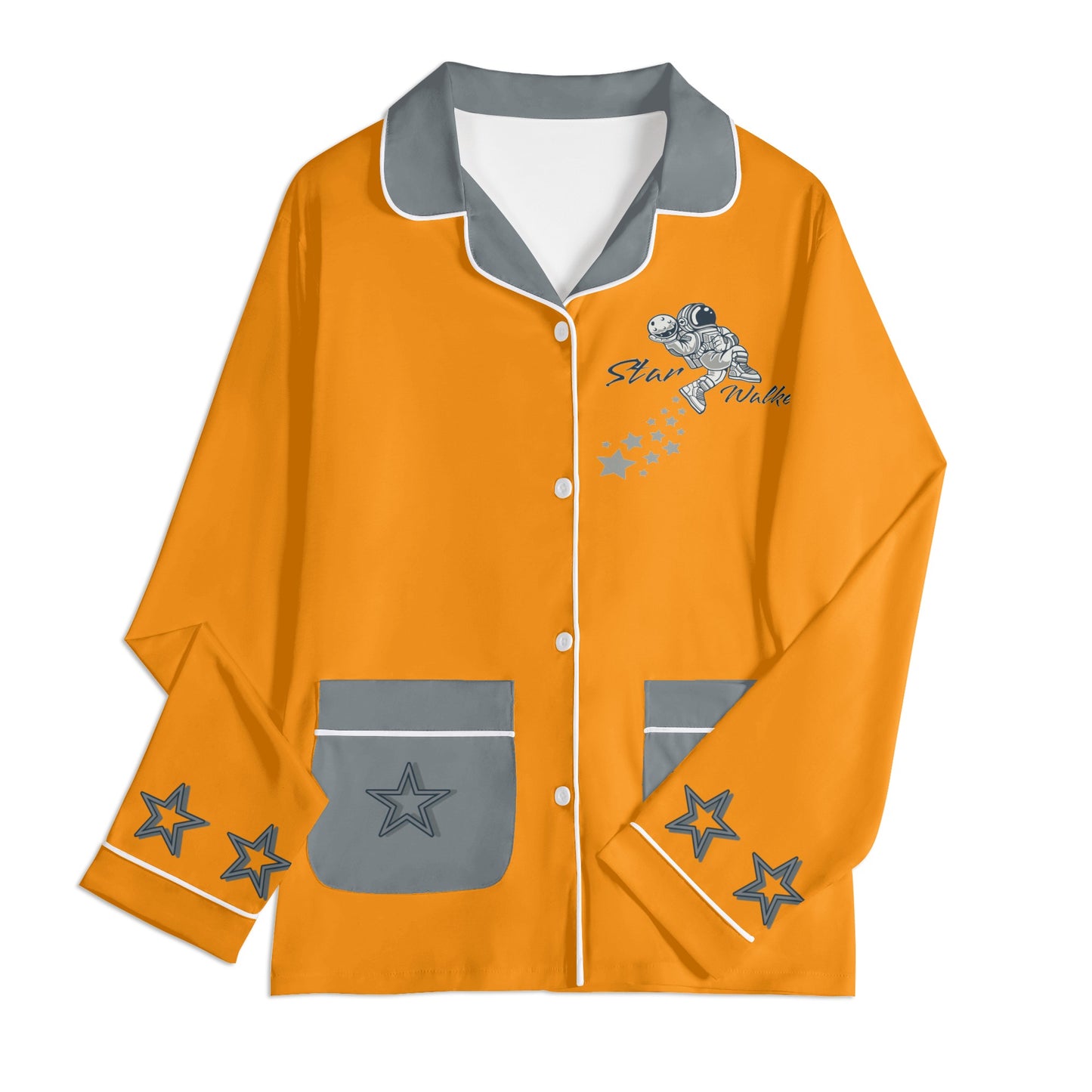 Star Walker 1.0 Children Orange/Grey Long Sleeve Nightwear Pajama Set