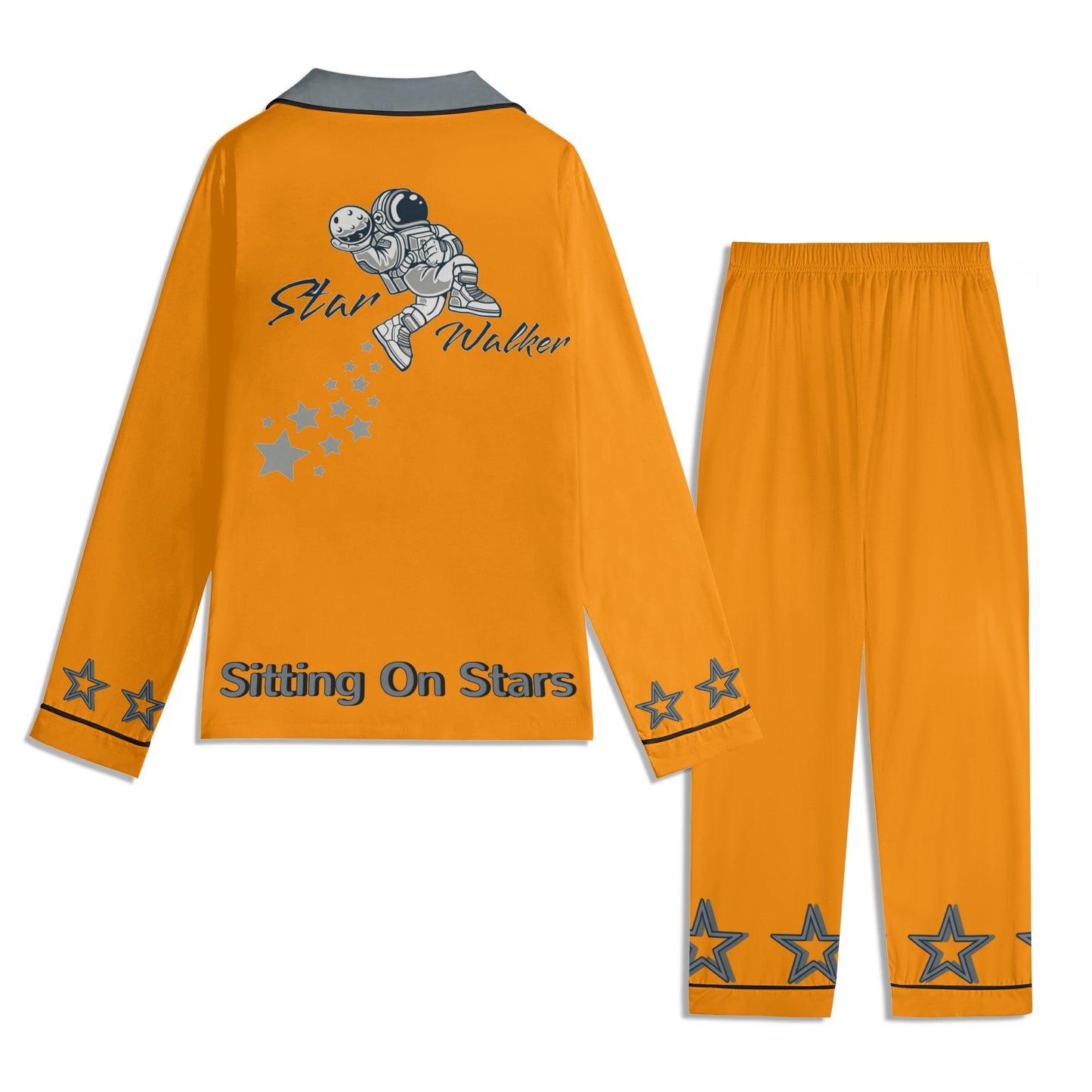 Star Walker 1.0 Children Orange/Grey Long Sleeve Nightwear Pajama Set