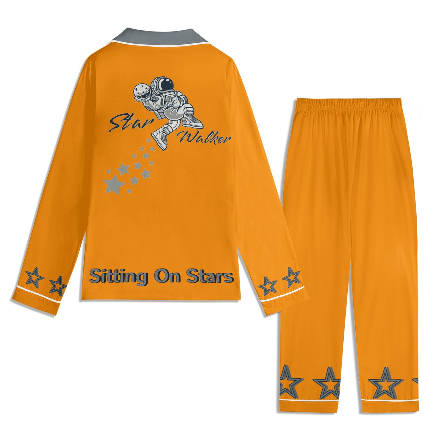 Star Walker 1.0 Children Orange/Grey Long Sleeve Nightwear Pajama Set