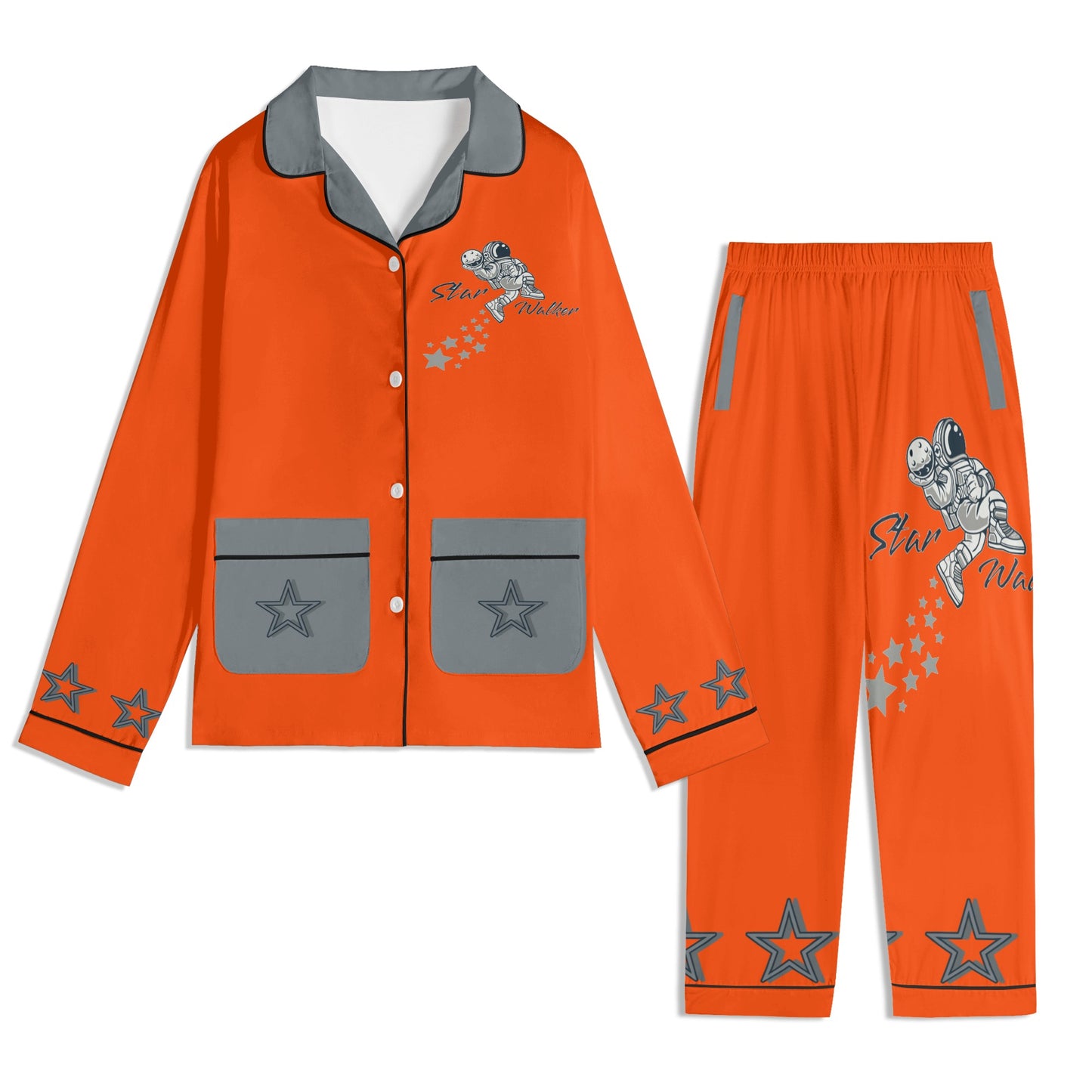 Star Walker 1.0 Children DarkOrange/Grey Long Sleeve Nightwear Pajama Set