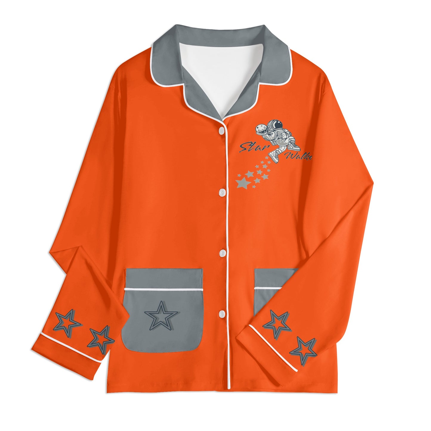 Star Walker 1.0 Children DarkOrange/Grey Long Sleeve Nightwear Pajama Set