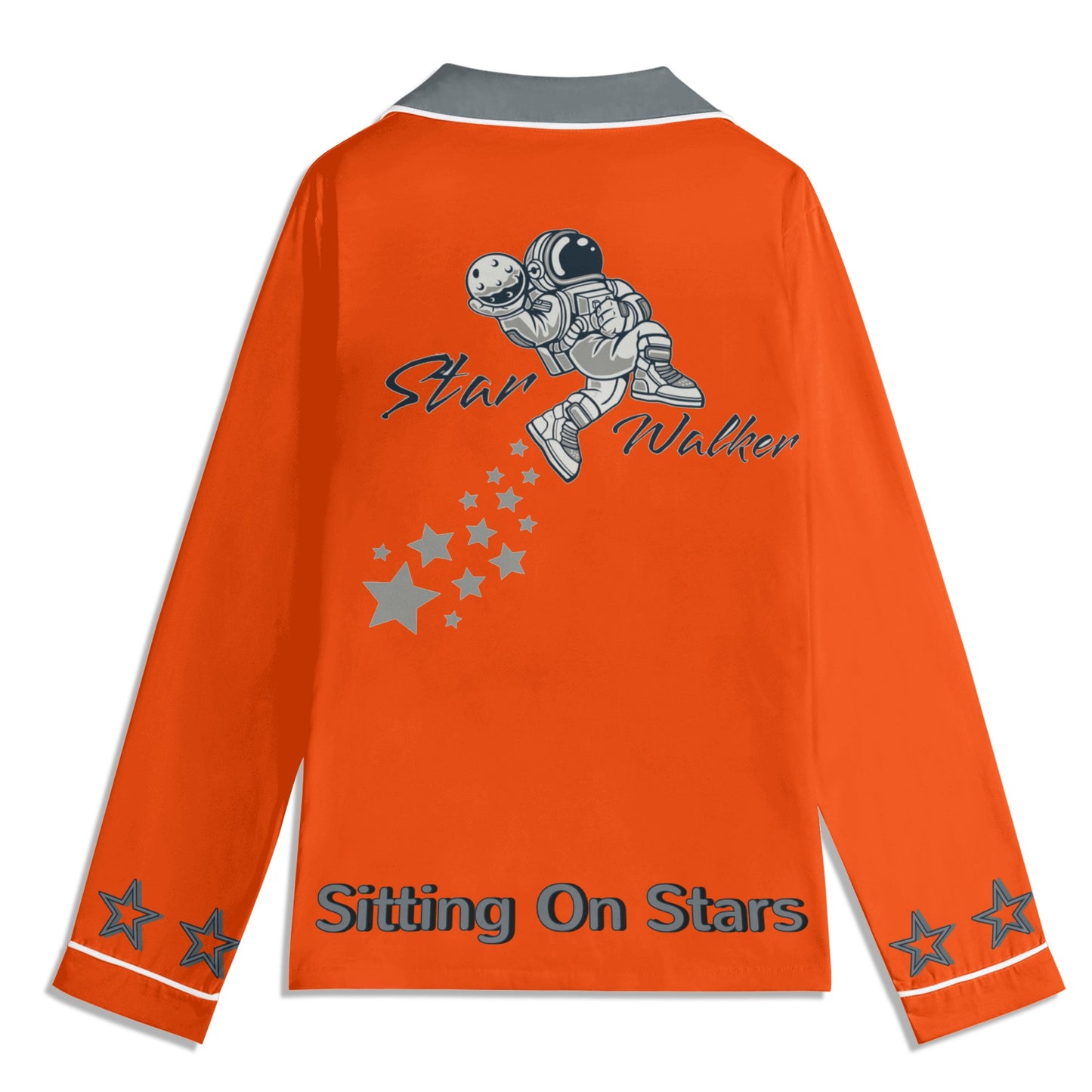 Star Walker 1.0 Children DarkOrange/Grey Long Sleeve Nightwear Pajama Set