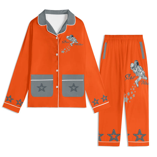 Star Walker 1.0 Children DarkOrange/Grey Long Sleeve Nightwear Pajama Set