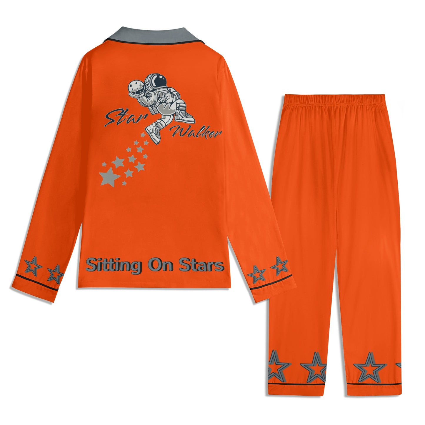 Star Walker 1.0 Children DarkOrange/Grey Long Sleeve Nightwear Pajama Set