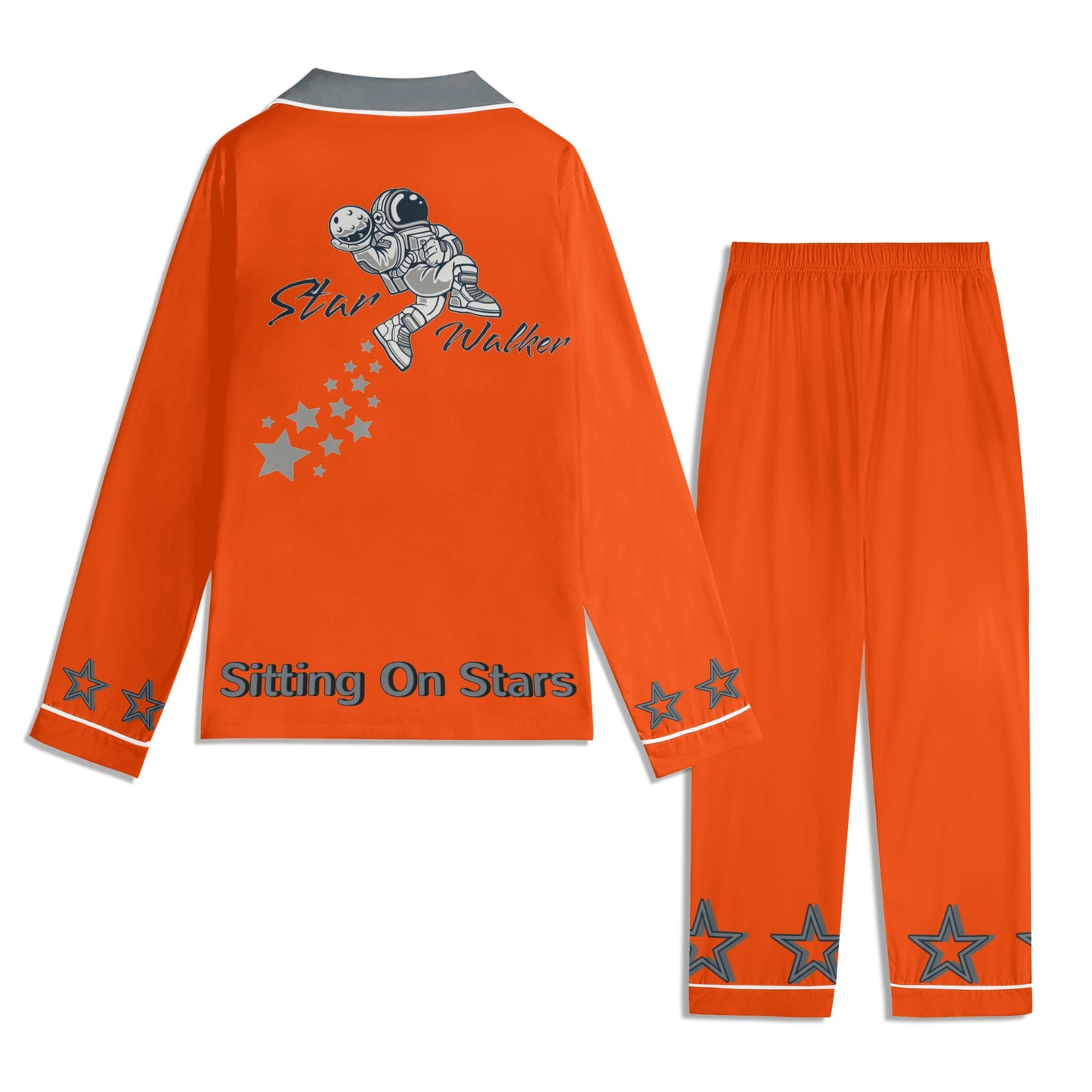 Star Walker 1.0 Children DarkOrange/Grey Long Sleeve Nightwear Pajama Set