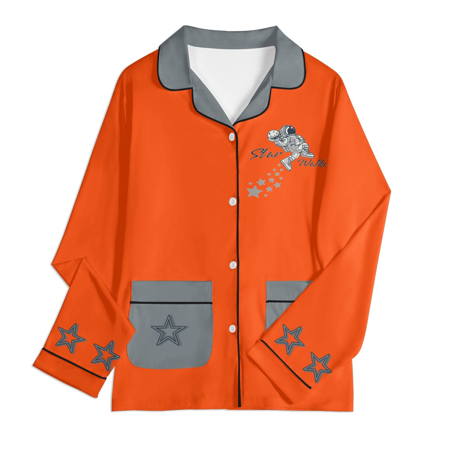 Star Walker 1.0 Children DarkOrange/Grey Long Sleeve Nightwear Pajama Set