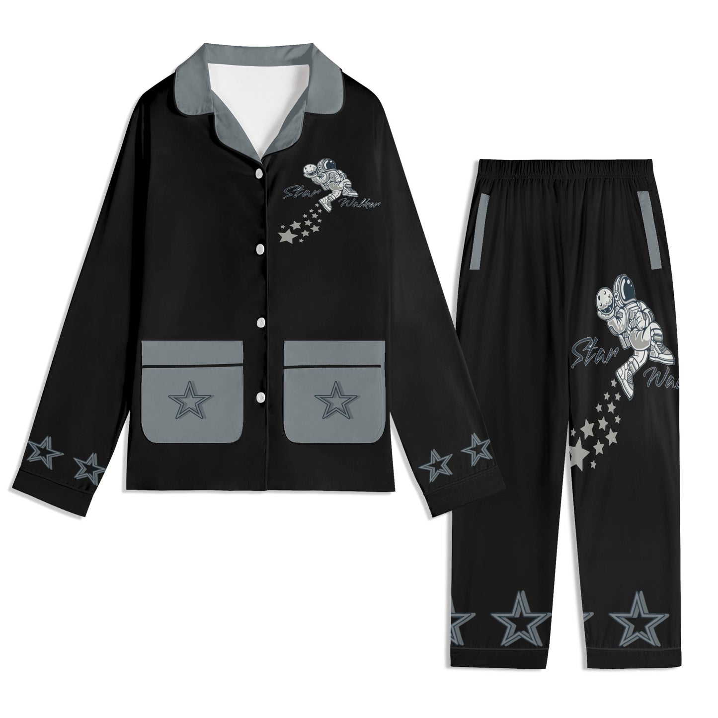 Star Walker 1.0 Children Black/Grey Long Sleeve Nightwear Pajama Set