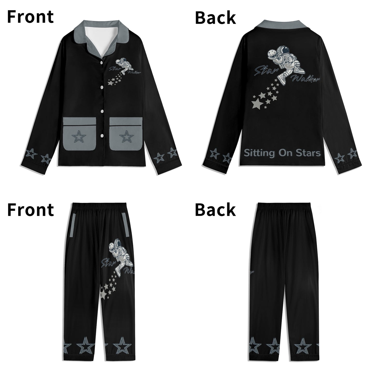 Star Walker 1.0 Children Black/Grey Long Sleeve Nightwear Pajama Set