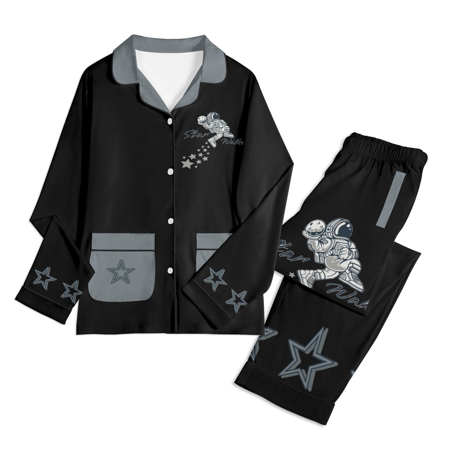 Star Walker 1.0 Children Black/Grey Long Sleeve Nightwear Pajama Set