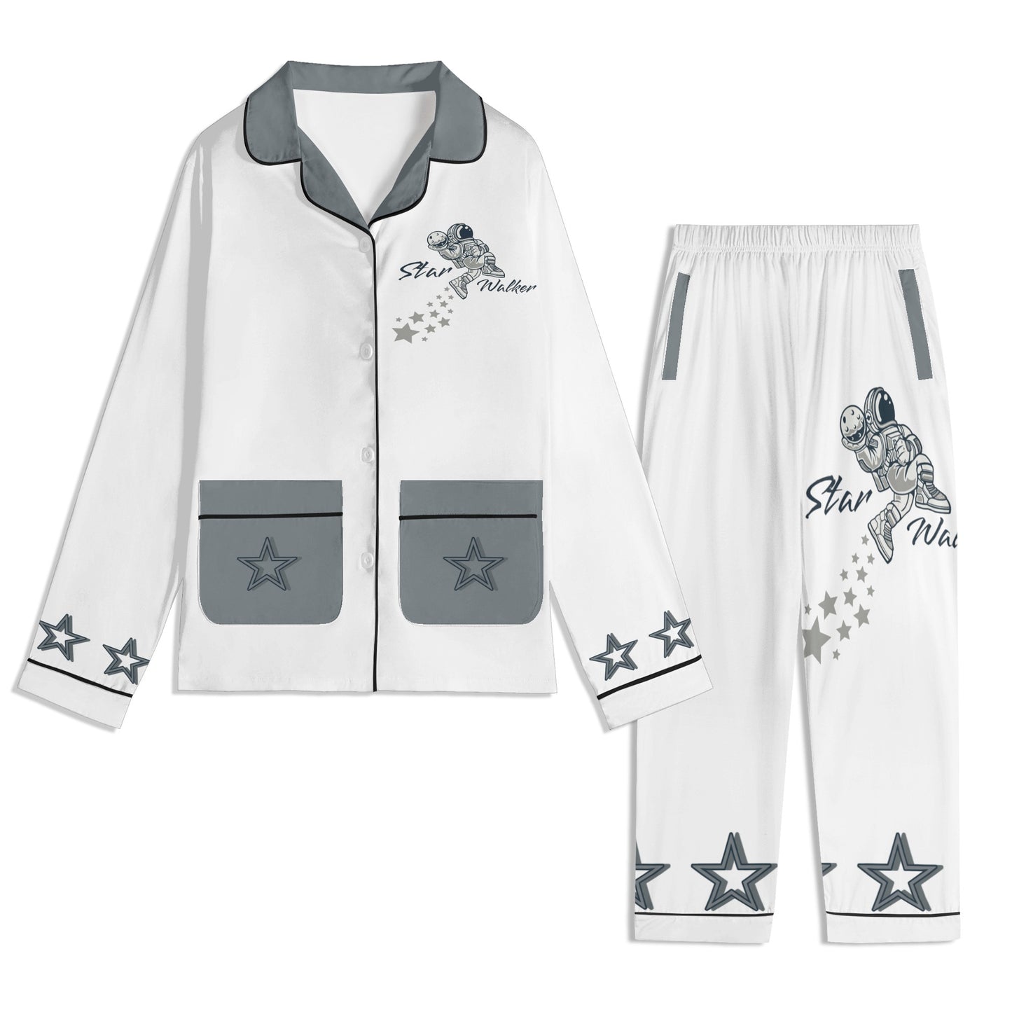 Star Walker 1.0 Children White/Grey Long Sleeve Nightwear Pajama Set