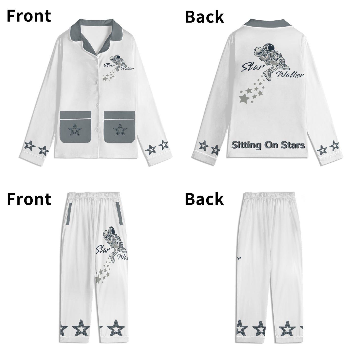 Star Walker 1.0 Children White/Grey Long Sleeve Nightwear Pajama Set