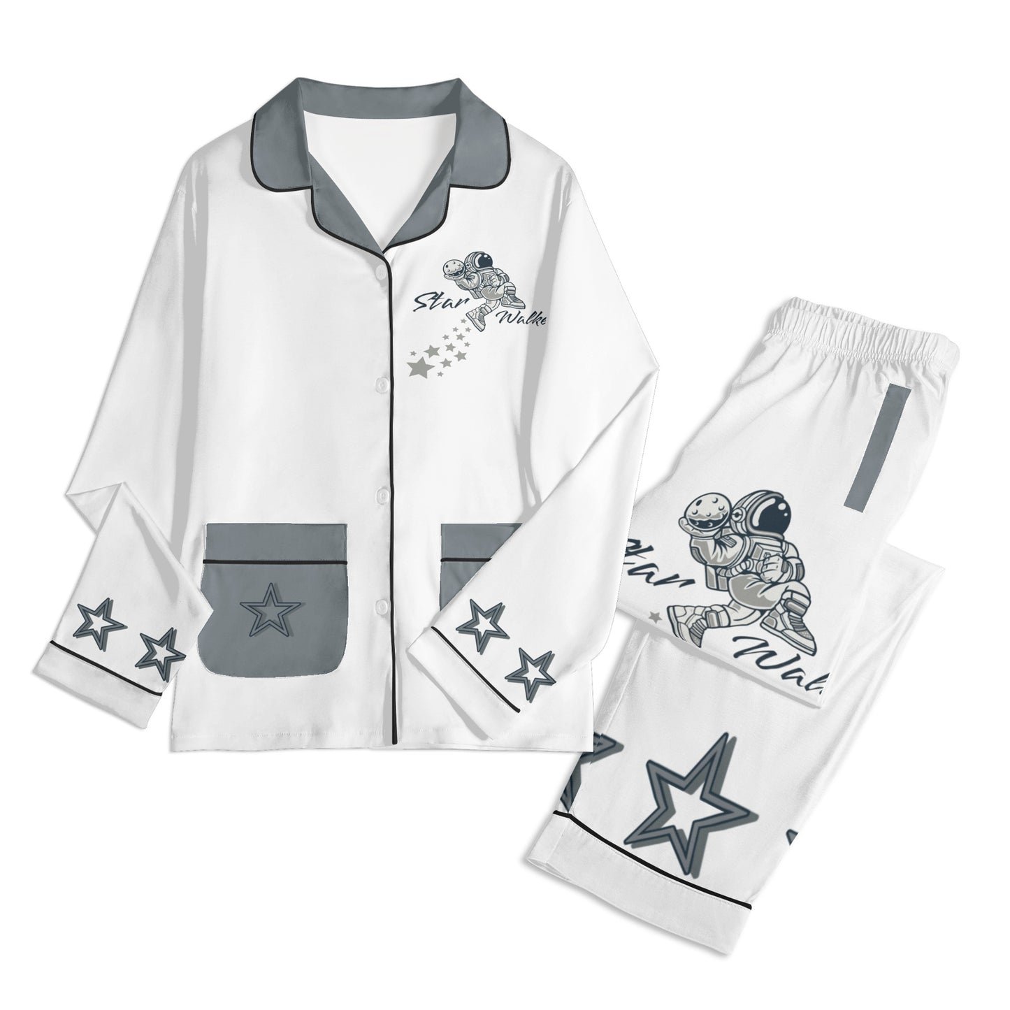 Star Walker 1.0 Children White/Grey Long Sleeve Nightwear Pajama Set