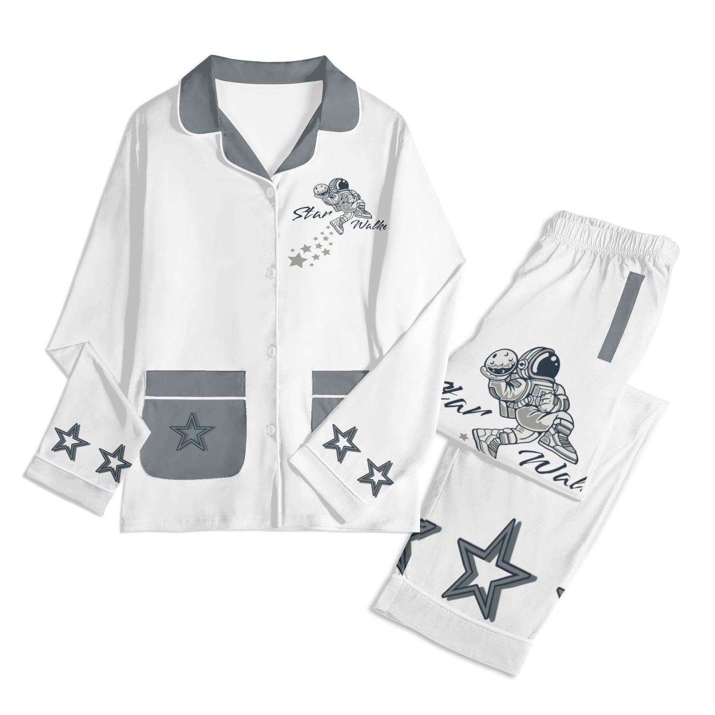 Star Walker 1.0 Children White/Grey Long Sleeve Nightwear Pajama Set