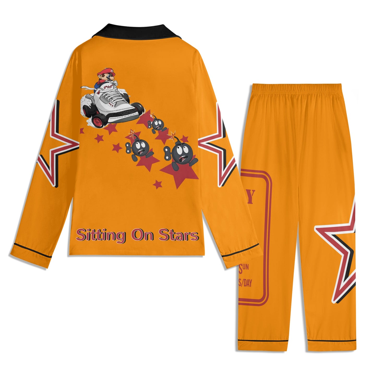 S.I.Y.L (Stay In Your Lane) Children Orange/Maroon Long Sleeve Nightwear Pajama Set