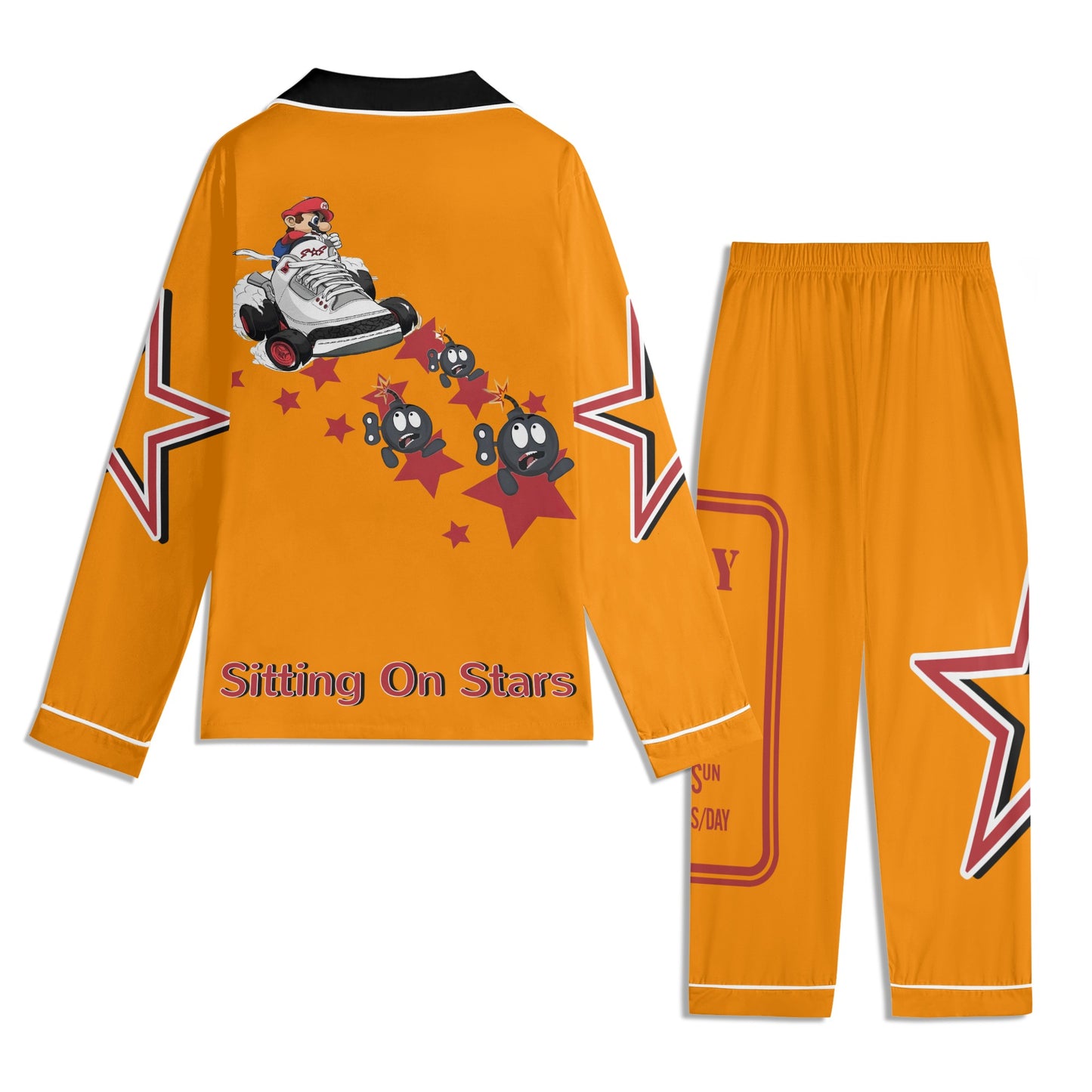 S.I.Y.L (Stay In Your Lane) Children Orange/Maroon Long Sleeve Nightwear Pajama Set